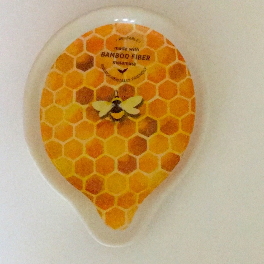 Honey Bee Spoon Rest Melamine Honeycomb Design Easy Care Kitchen Dishwasher Safe